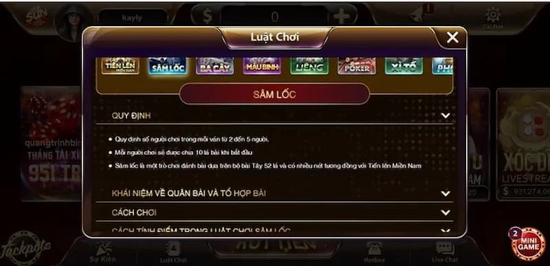 Luật lệ chơi bài sâm Sunwin Luật lệ chơi bài sâm Sunwin